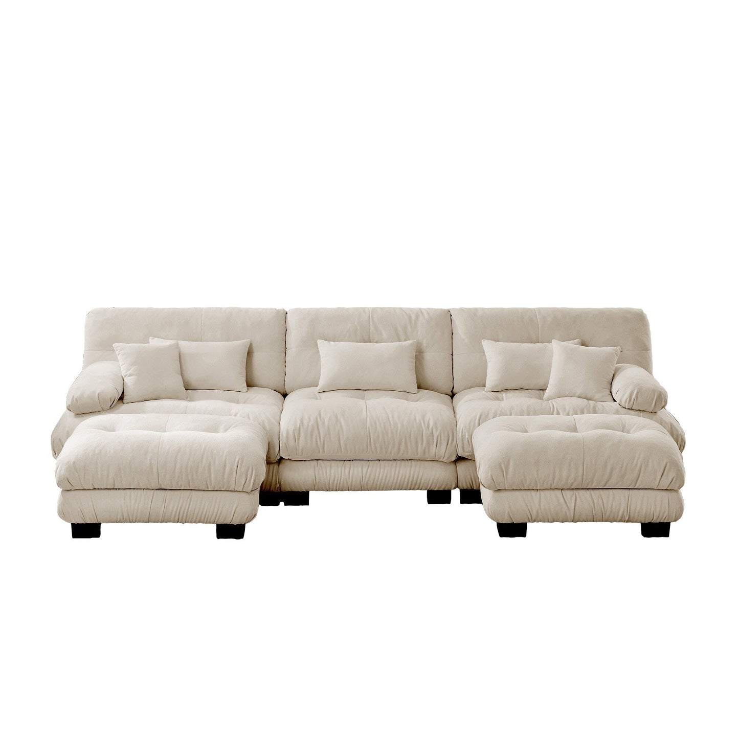Canapé modulaire moderne en forme de U, sièges profonds, avec 2 poufs et coussins décoratifs pour le salon