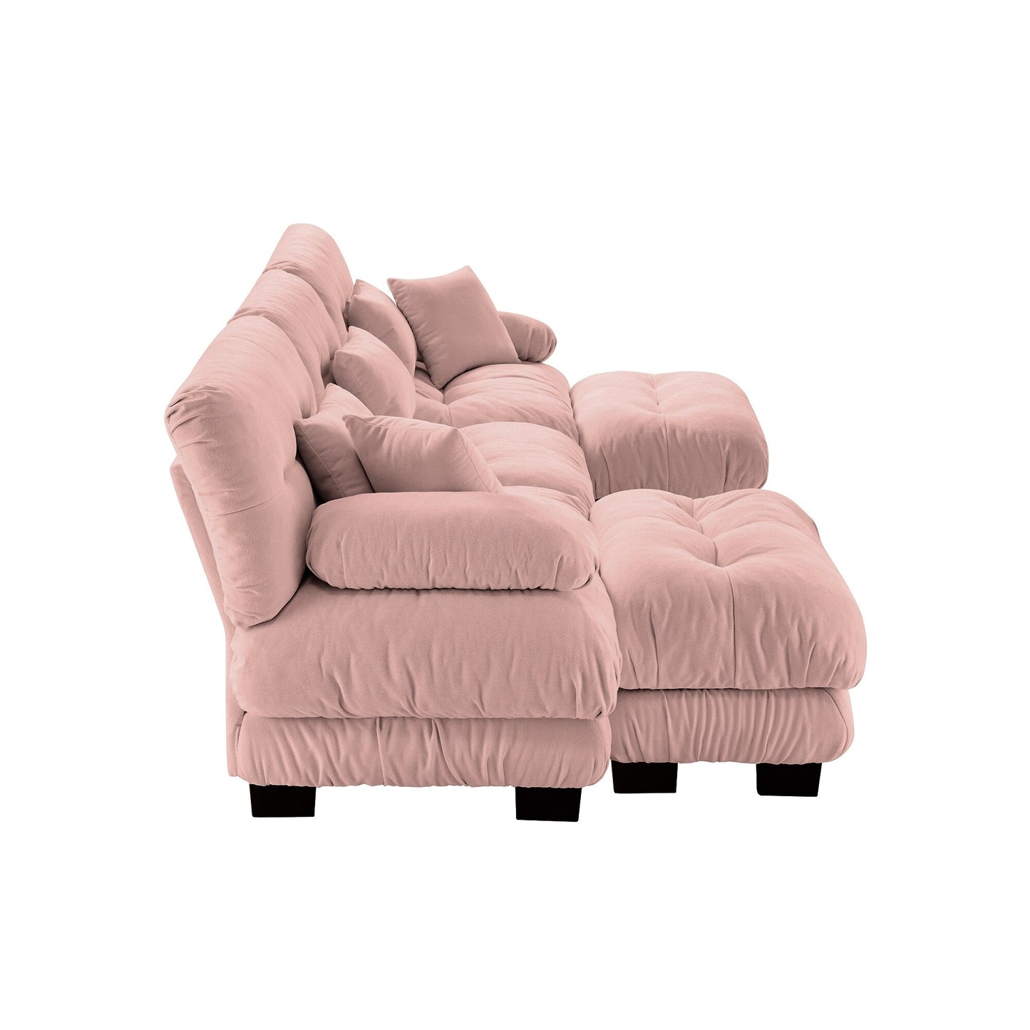 Canapé modulaire moderne en forme de U, sièges profonds, avec 2 poufs et coussins décoratifs pour le salon