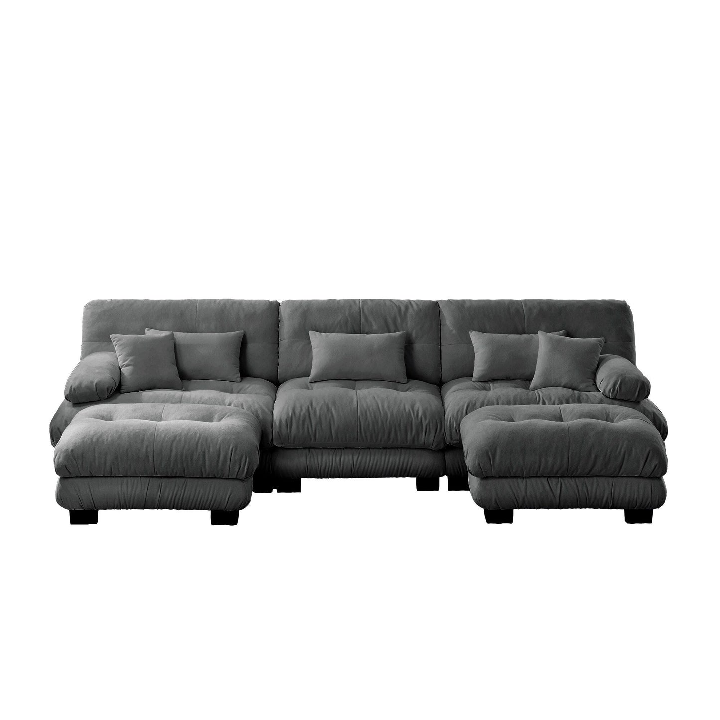 Canapé modulaire moderne en forme de U, sièges profonds, avec 2 poufs et coussins décoratifs pour le salon