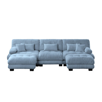Canapé modulaire moderne en forme de U, sièges profonds, avec 2 poufs et coussins décoratifs pour le salon