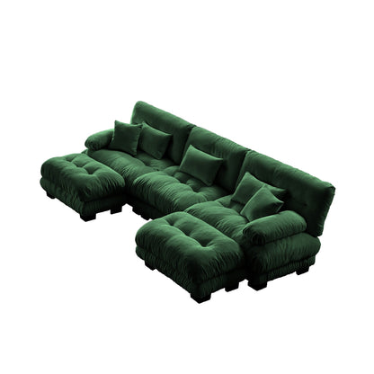 Canapé modulaire moderne en forme de U, sièges profonds, avec 2 poufs et coussins décoratifs pour le salon
