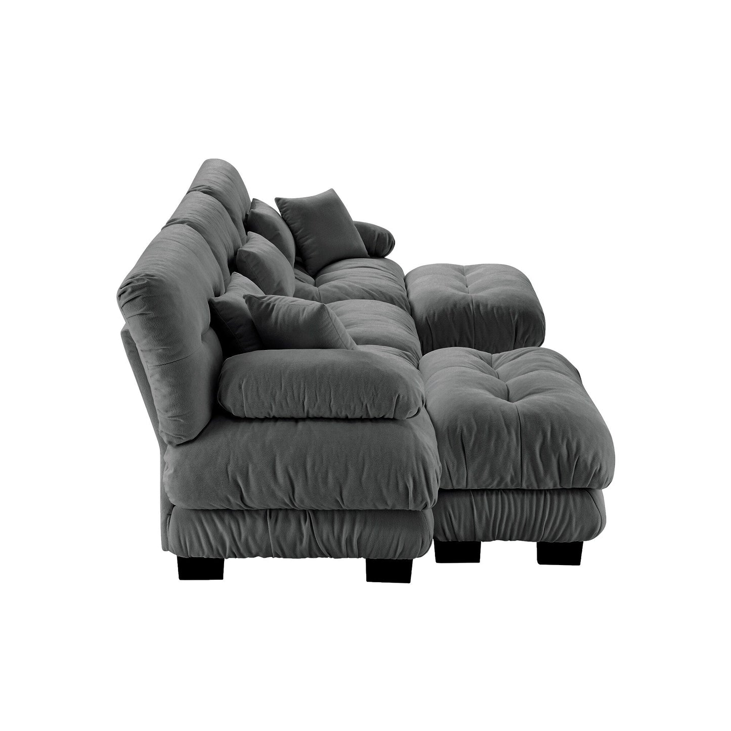 Canapé modulaire moderne en forme de U, sièges profonds, avec 2 poufs et coussins décoratifs pour le salon