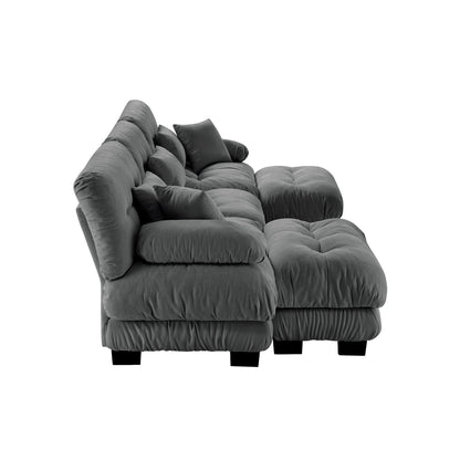 Canapé modulaire moderne en forme de U, sièges profonds, avec 2 poufs et coussins décoratifs pour le salon