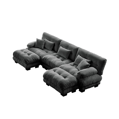 Canapé modulaire moderne en forme de U, sièges profonds, avec 2 poufs et coussins décoratifs pour le salon