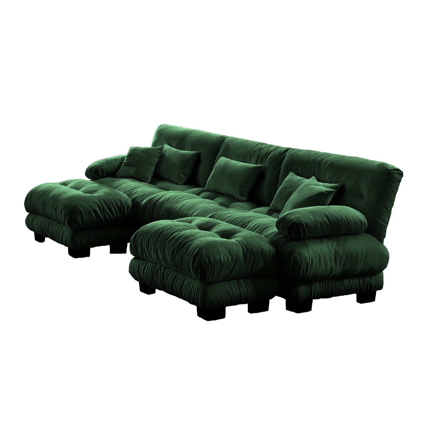 Canapé modulaire moderne en forme de U, sièges profonds, avec 2 poufs et coussins décoratifs pour le salon