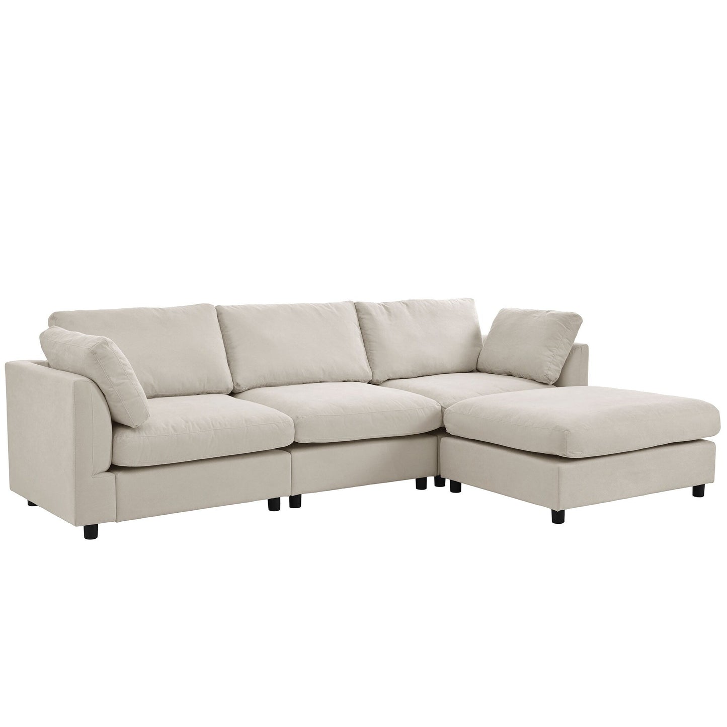 Canapé sectionnel convertible en L rembourré moderne avec repose-pieds réglable et méridienne réversible pour salon