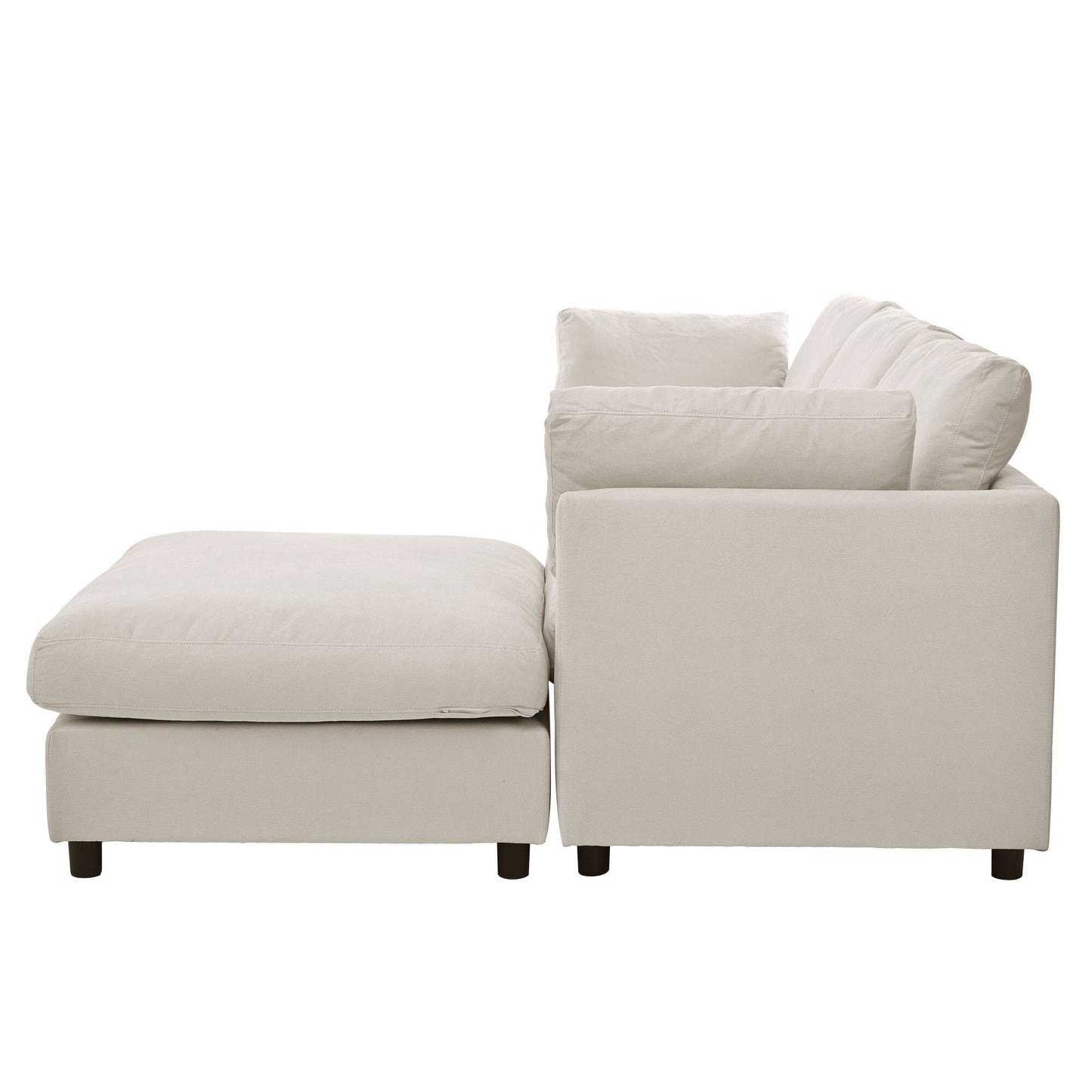 Canapé sectionnel convertible en L rembourré moderne avec repose-pieds réglable et méridienne réversible pour salon