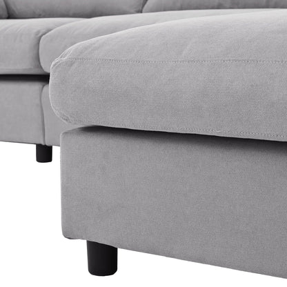 Canapé sectionnel convertible en L rembourré moderne avec repose-pieds réglable et méridienne réversible pour salon