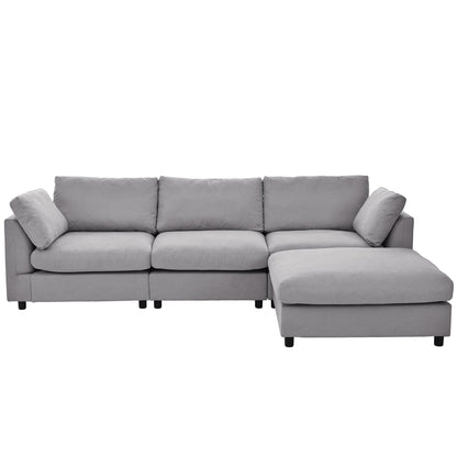 Canapé sectionnel convertible en L rembourré moderne avec repose-pieds réglable et méridienne réversible pour salon