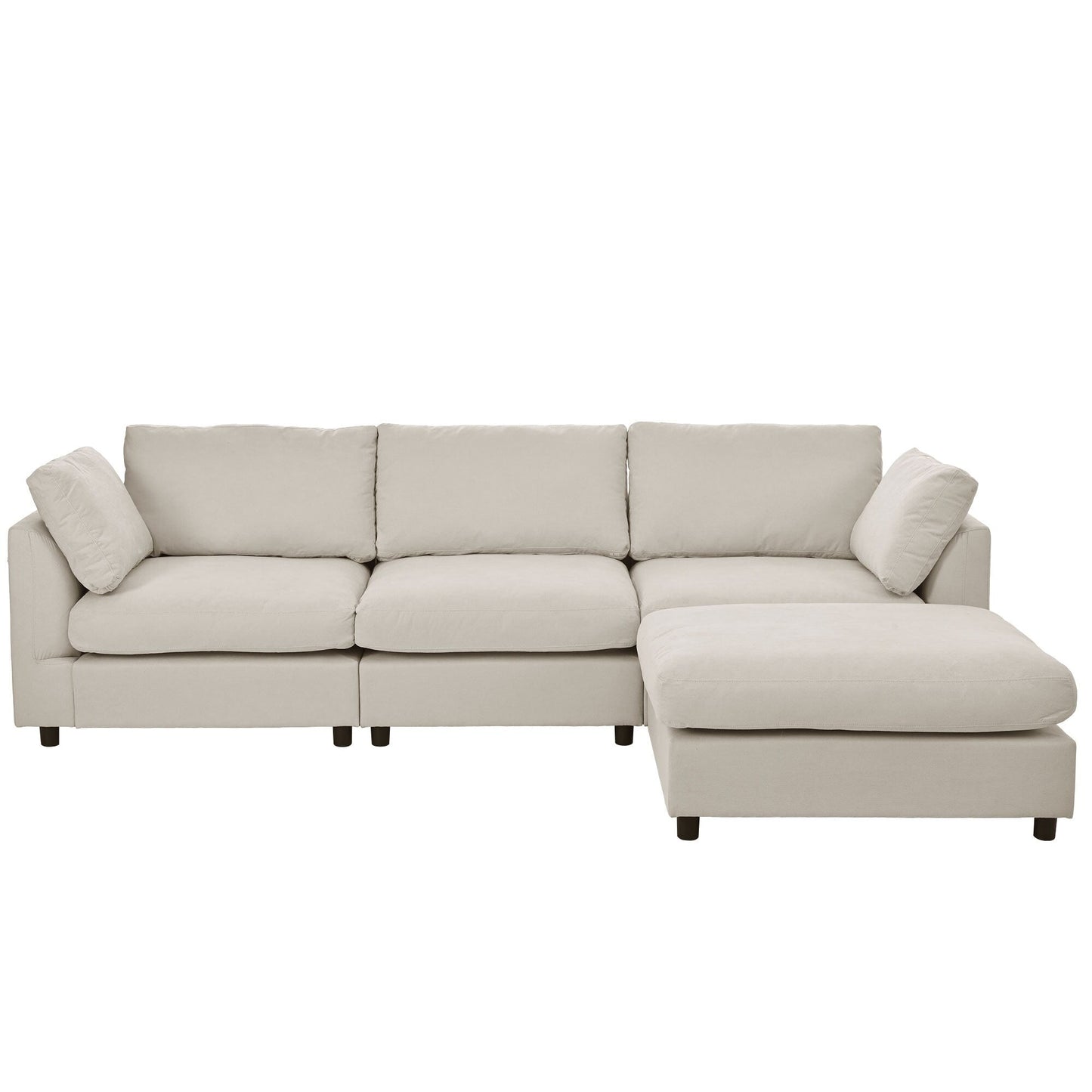 Canapé sectionnel convertible en L rembourré moderne avec repose-pieds réglable et méridienne réversible pour salon
