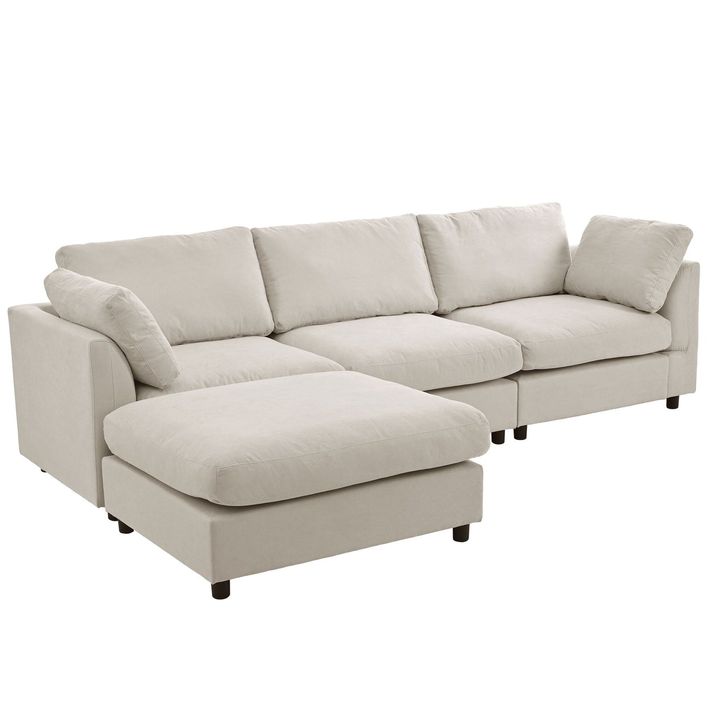 Canapé sectionnel convertible en L rembourré moderne avec repose-pieds réglable et méridienne réversible pour salon