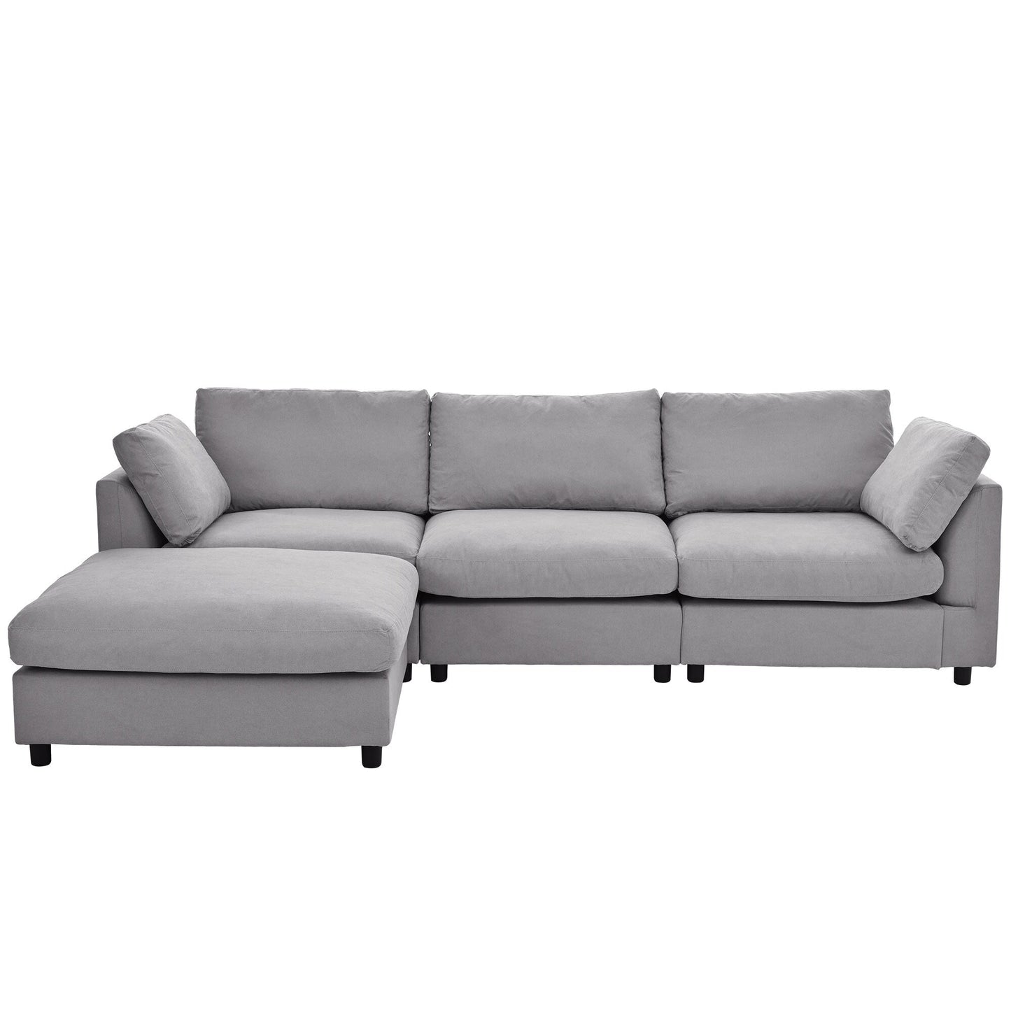 Canapé sectionnel convertible en L rembourré moderne avec repose-pieds réglable et méridienne réversible pour salon