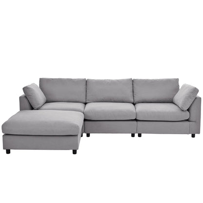 Canapé sectionnel convertible en L rembourré moderne avec repose-pieds réglable et méridienne réversible pour salon