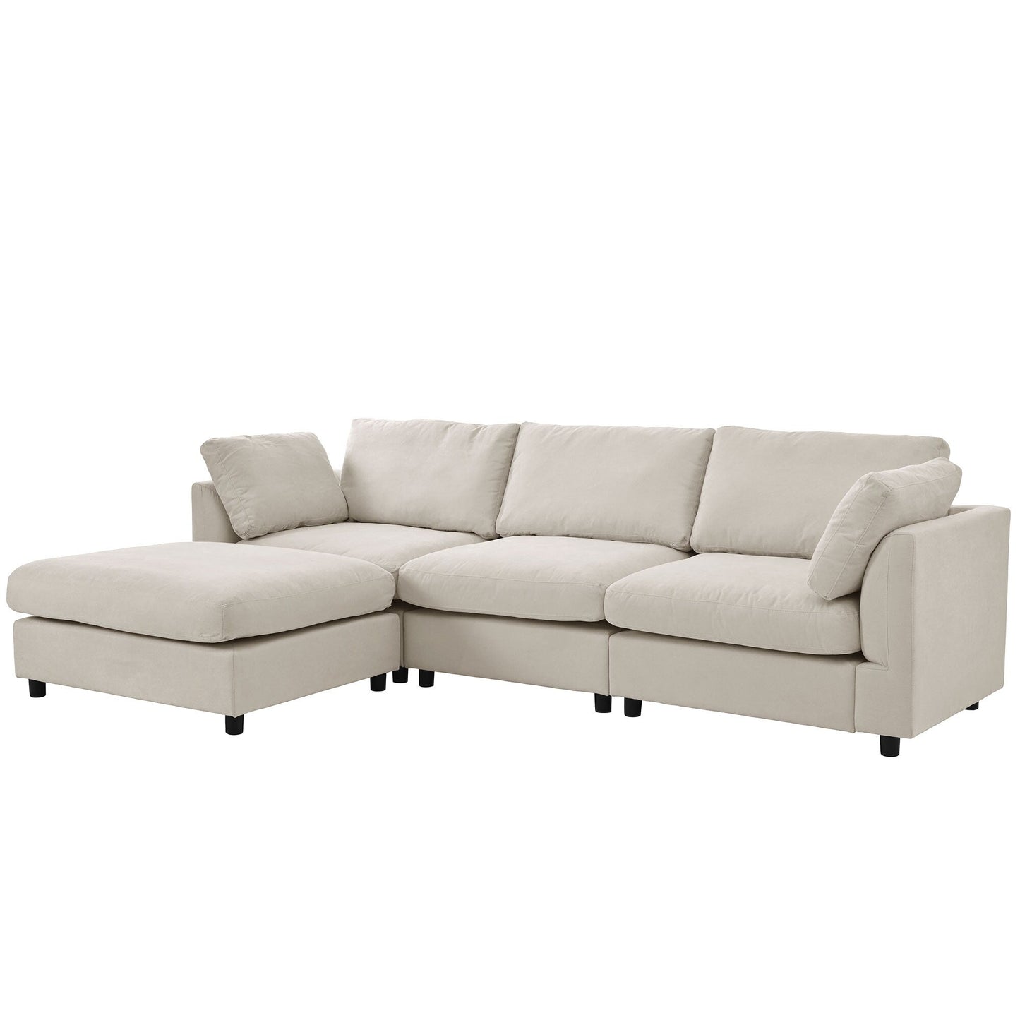 Canapé sectionnel convertible en L rembourré moderne avec repose-pieds réglable et méridienne réversible pour salon