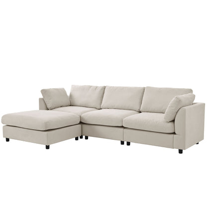 Canapé sectionnel convertible en L rembourré moderne avec repose-pieds réglable et méridienne réversible pour salon