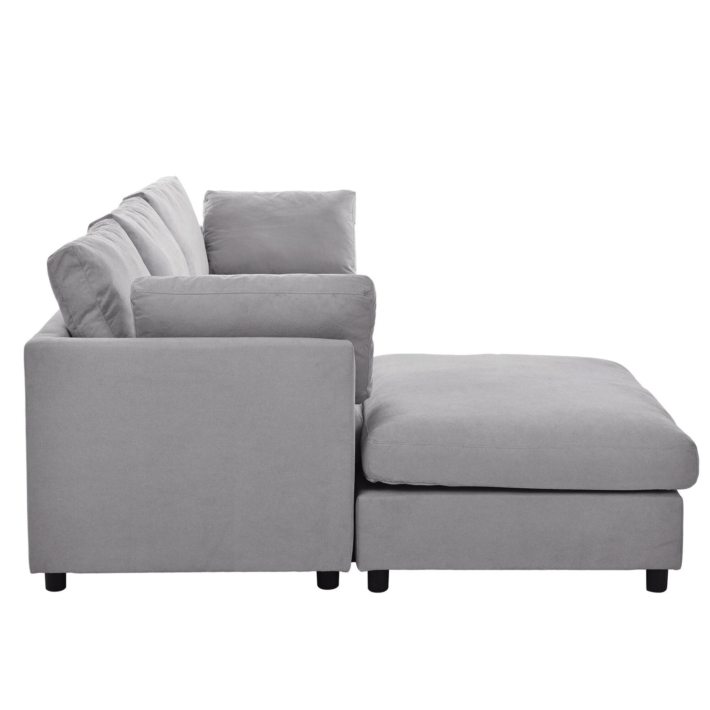 Canapé sectionnel convertible en L rembourré moderne avec repose-pieds réglable et méridienne réversible pour salon