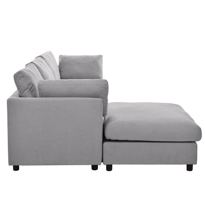 Canapé sectionnel convertible en L rembourré moderne avec repose-pieds réglable et méridienne réversible pour salon
