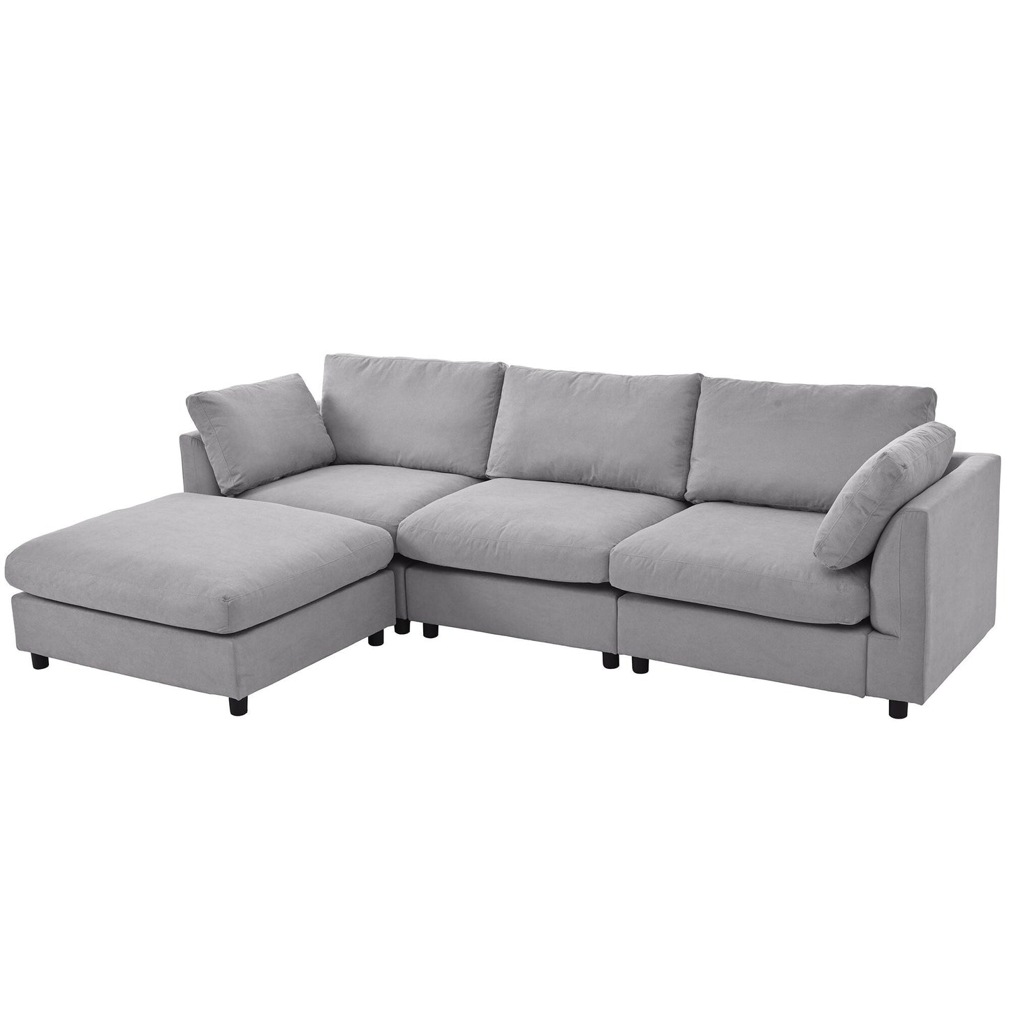 Canapé sectionnel convertible en L rembourré moderne avec repose-pieds réglable et méridienne réversible pour salon