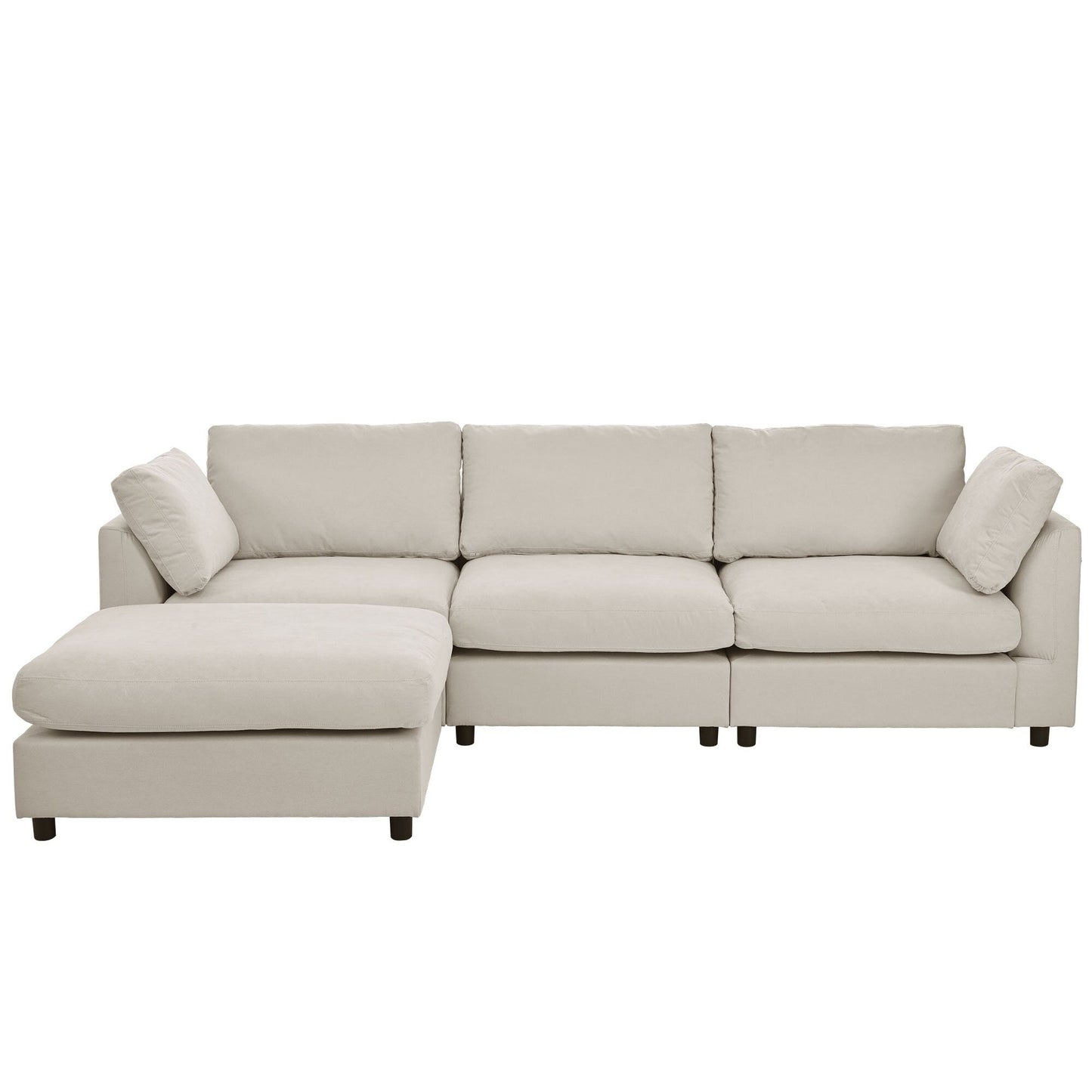 Canapé sectionnel convertible en L rembourré moderne avec repose-pieds réglable et méridienne réversible pour salon