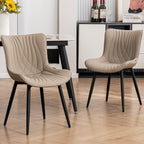 Lot de 2 chaises de salle à manger modernes en cuir rembourré sans accoudoirs