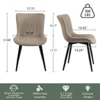 Lot de 2 chaises de salle à manger modernes en cuir rembourré sans accoudoirs