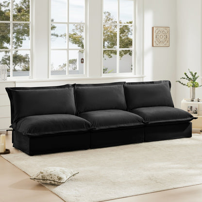Canapé 3 places modulaire rembourré moderne sans accoudoirs, canapé 3 places à assise profonde, canapé sans accoudoirs, combinaison gratuite