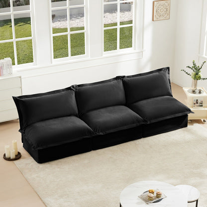 Canapé 3 places modulaire rembourré moderne sans accoudoirs, canapé 3 places à assise profonde, canapé sans accoudoirs, combinaison gratuite
