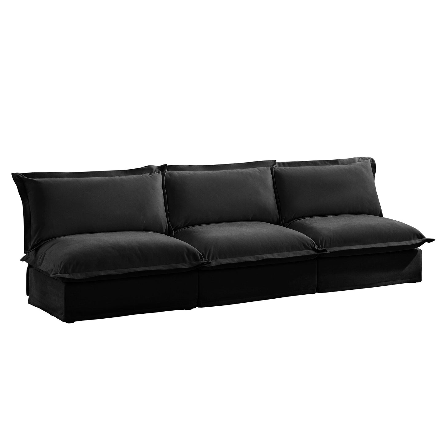 Canapé 3 places modulaire rembourré moderne sans accoudoirs, canapé 3 places à assise profonde, canapé sans accoudoirs, combinaison gratuite