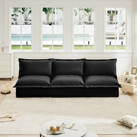 Canapé 3 places modulaire rembourré moderne sans accoudoirs, canapé 3 places à assise profonde, canapé sans accoudoirs, combinaison gratuite