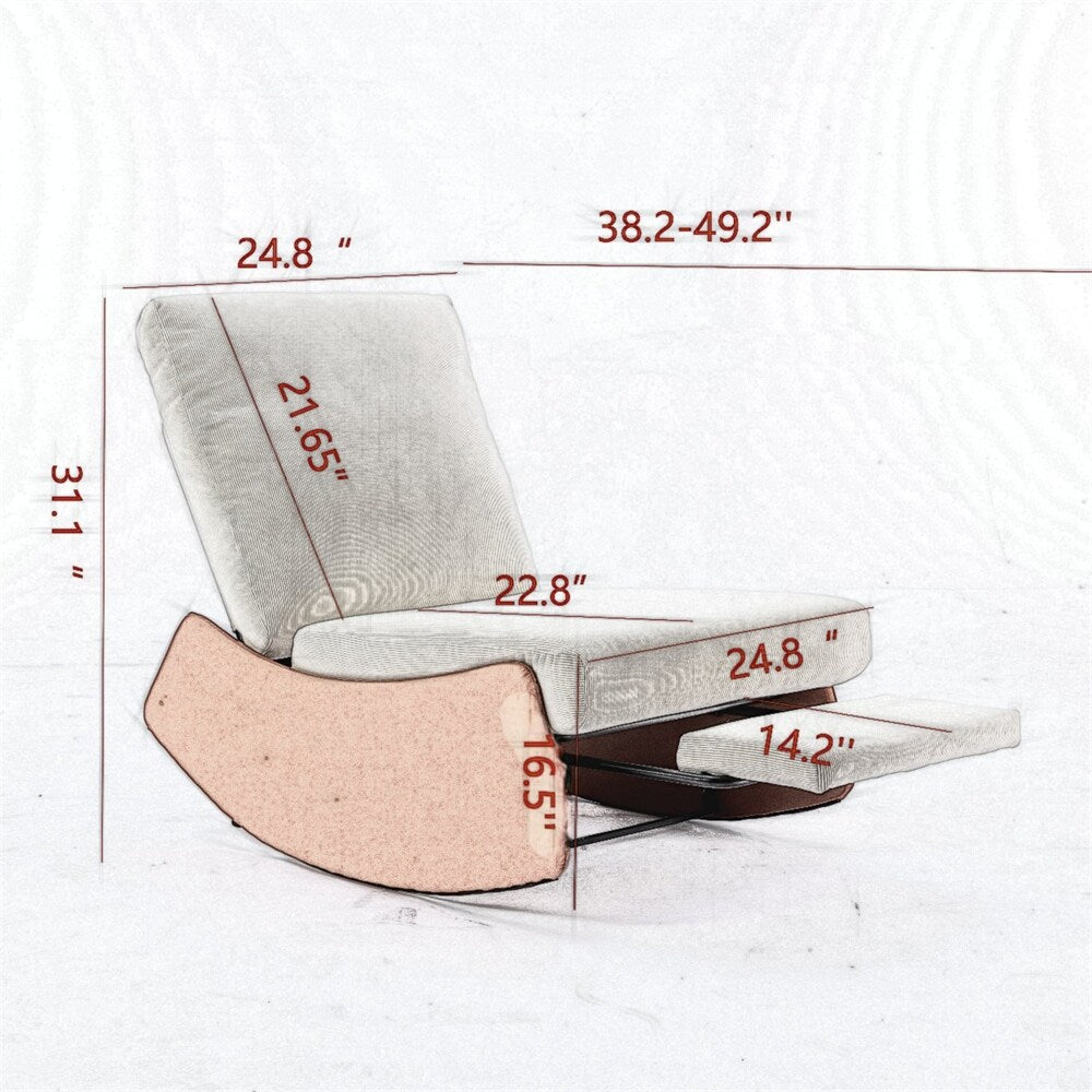 Fauteuil à bascule inclinable rembourré moderne avec repose-pieds et rembourrage doux