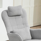 Fauteuil à bascule rembourré moderne avec dossier haut, appui-tête et coussin lombaire pour salon ou chambre à coucher
