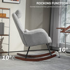 Fauteuil à bascule rembourré moderne avec dossier haut, appui-tête et coussin lombaire pour salon ou chambre à coucher