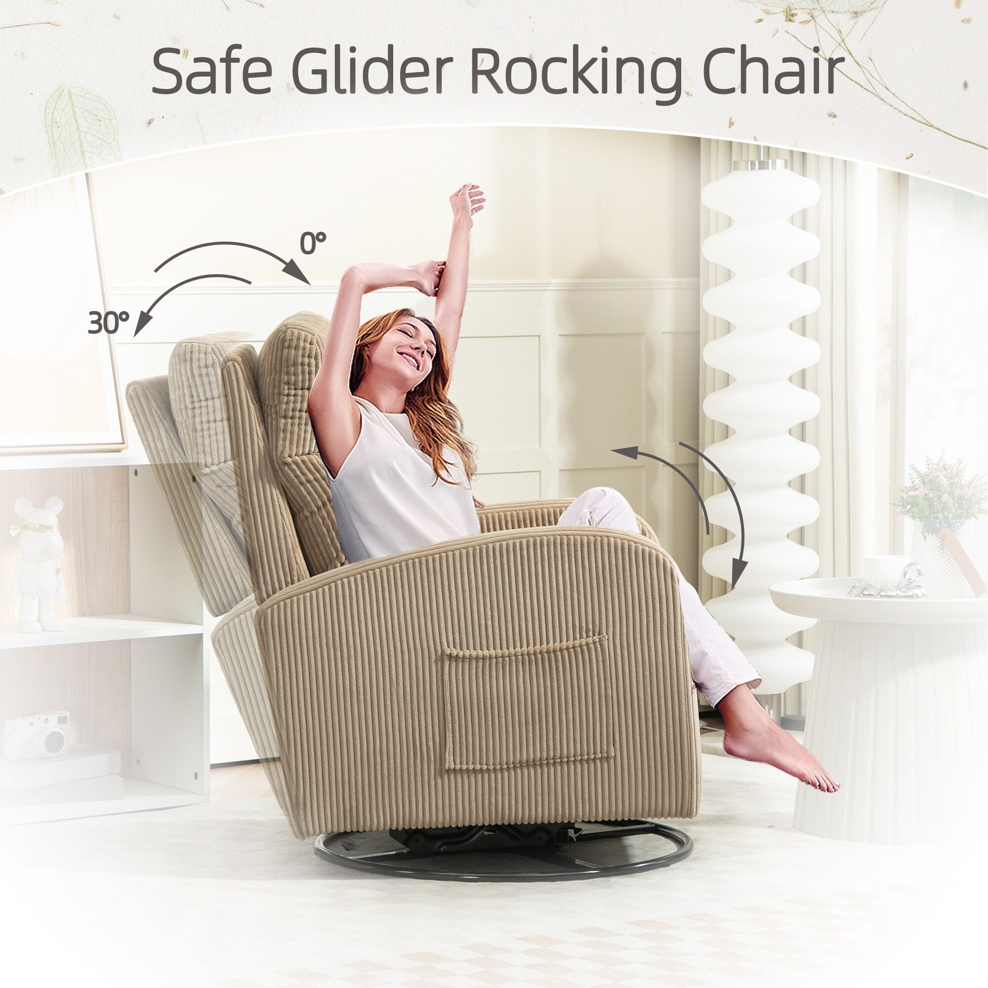 Fauteuil à bascule pivotant et rembourré moderne pour chambre d'enfant