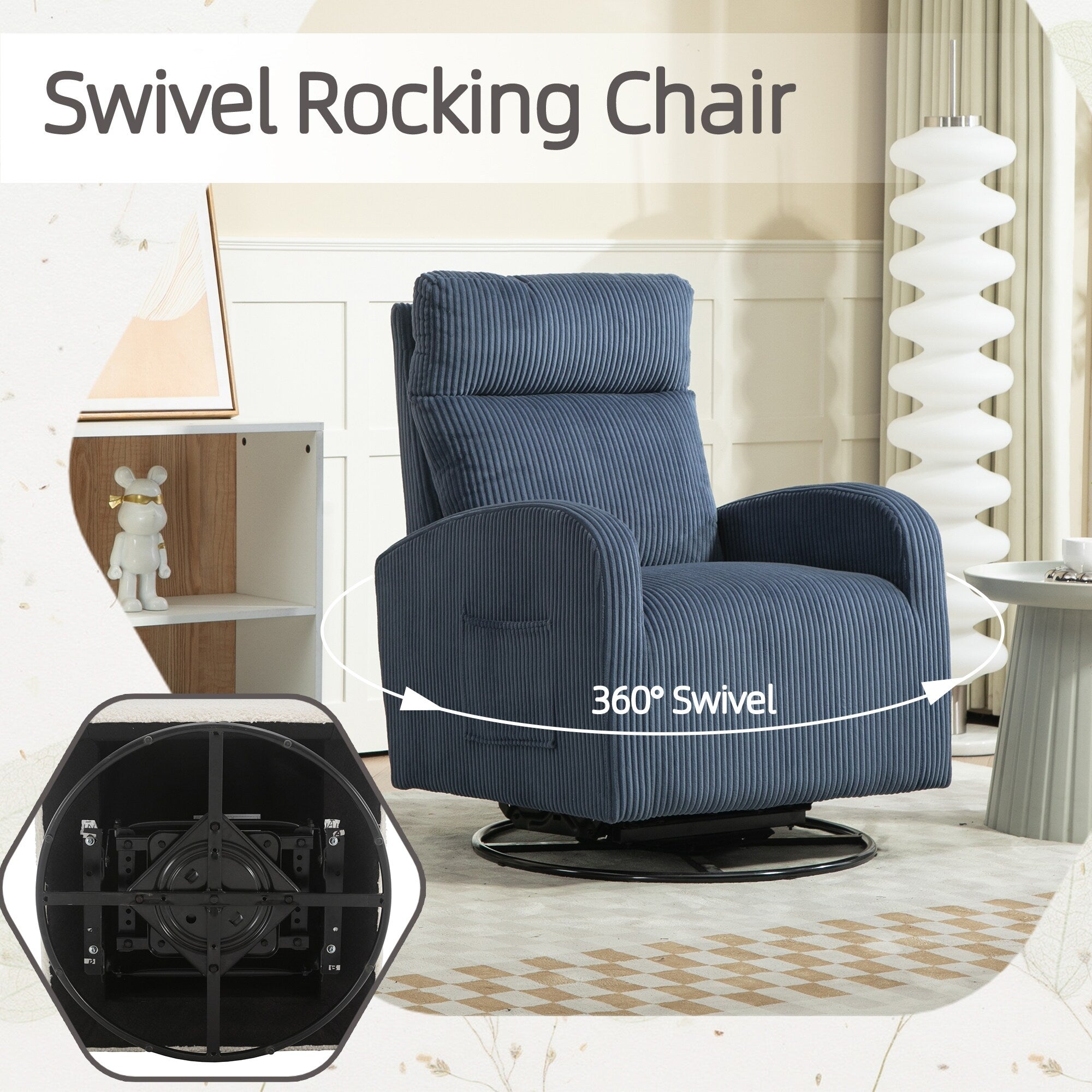 Fauteuil à bascule pivotant et rembourré moderne pour chambre d'enfant