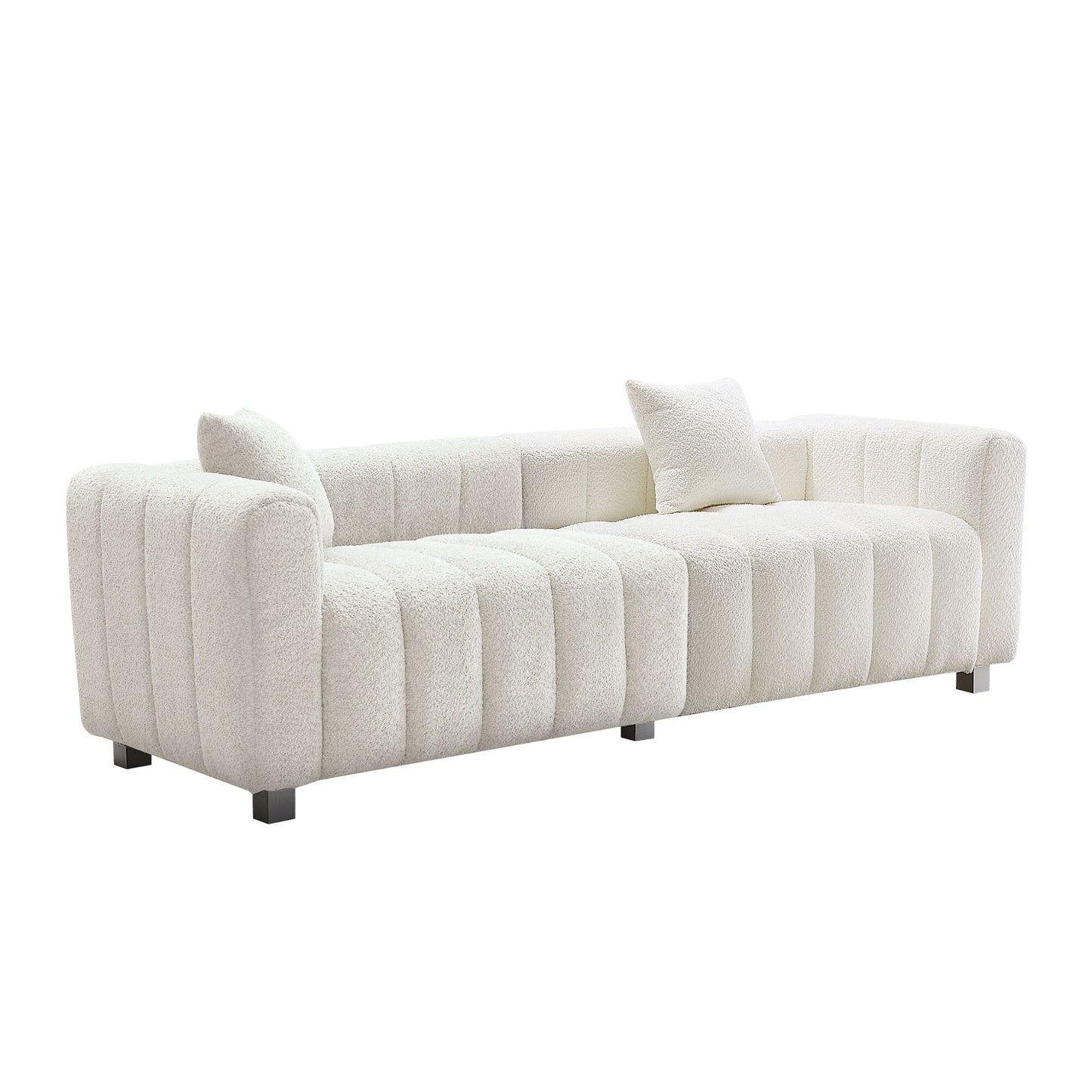 Canapé modulable 3 places en velours moderne avec pieds en métal et 2 coussins pour salon et chambre à coucher