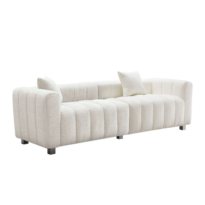 Canapé modulable 3 places en velours moderne avec pieds en métal et 2 coussins pour salon et chambre à coucher