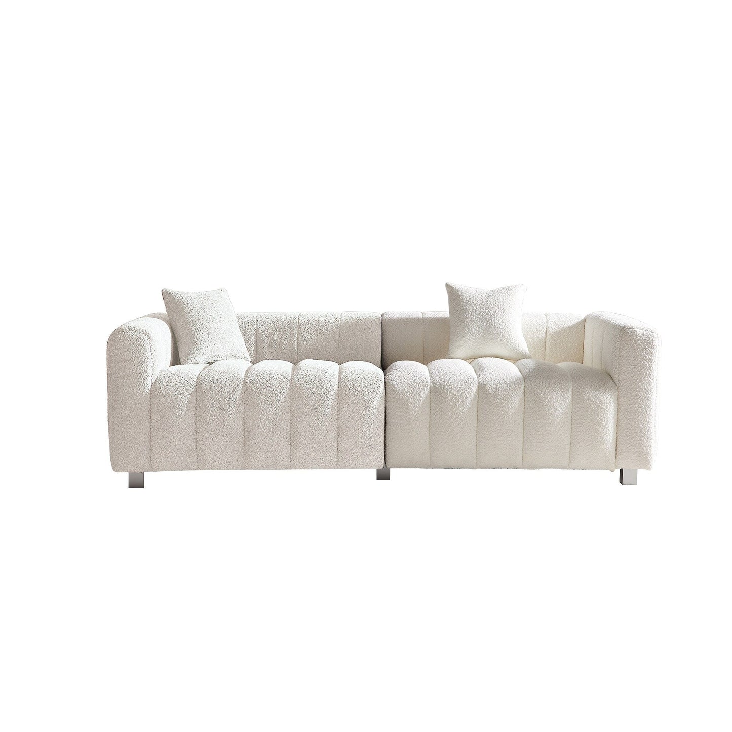 Canapé modulable 3 places en velours moderne avec pieds en métal et 2 coussins pour salon et chambre à coucher