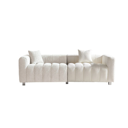 Canapé modulable 3 places en velours moderne avec pieds en métal et 2 coussins pour salon et chambre à coucher