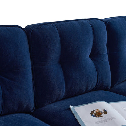 Canapé sectionnel moderne en velours en forme de L avec pieds en métal et dossier large pour salon et chambre à coucher