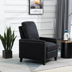 Fauteuil inclinable manuel moderne en velours avec coussins et décoration cloutée