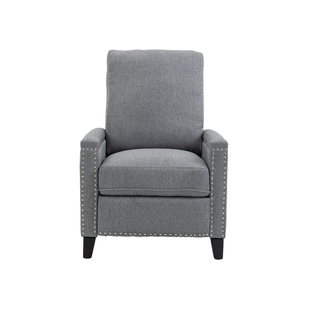 Fauteuil inclinable manuel moderne en velours avec coussins et décoration cloutée