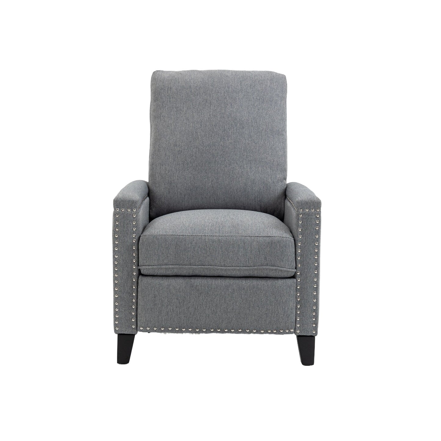 Fauteuil inclinable manuel moderne en velours avec coussins et décoration cloutée