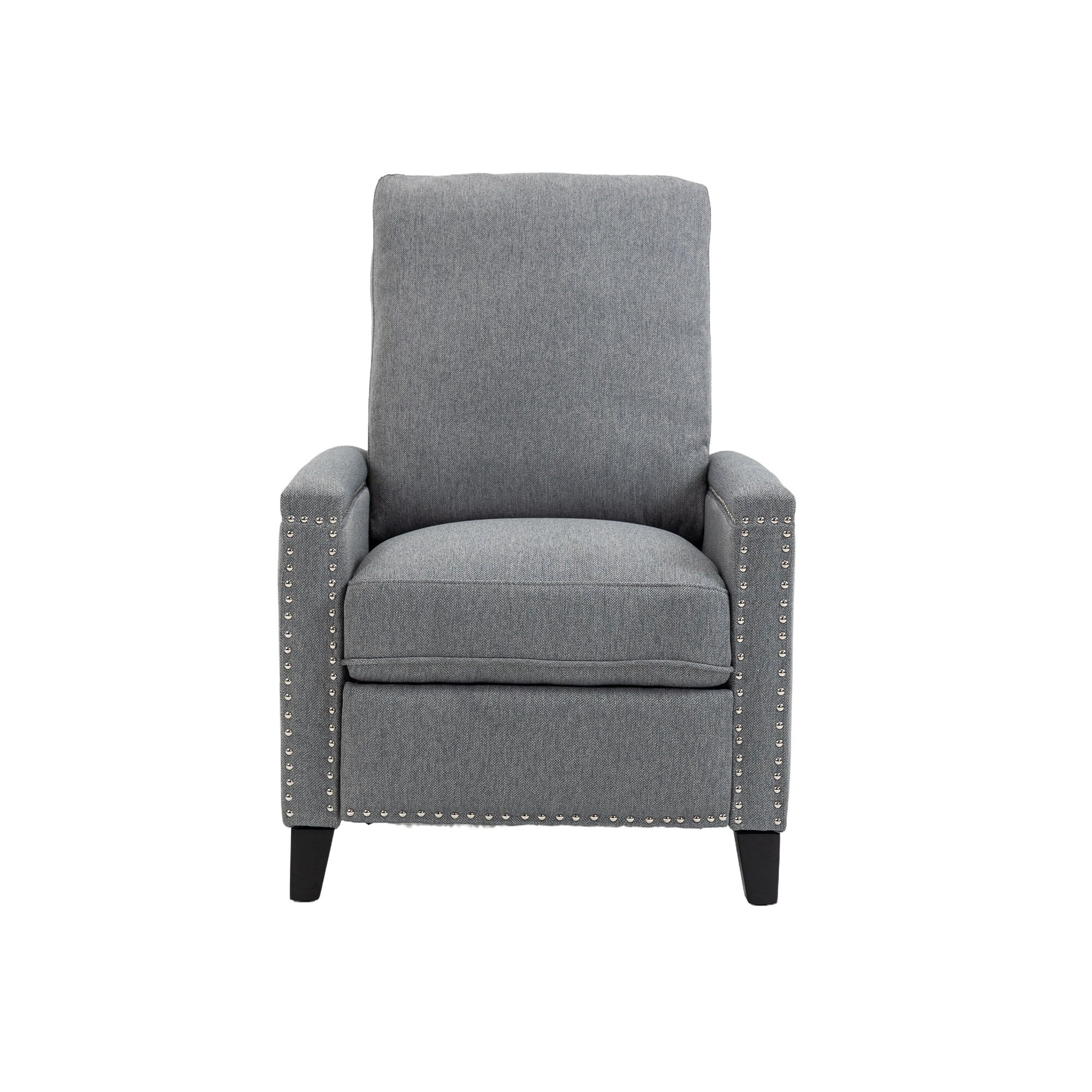 Fauteuil inclinable manuel moderne en velours avec coussins et décoration cloutée
