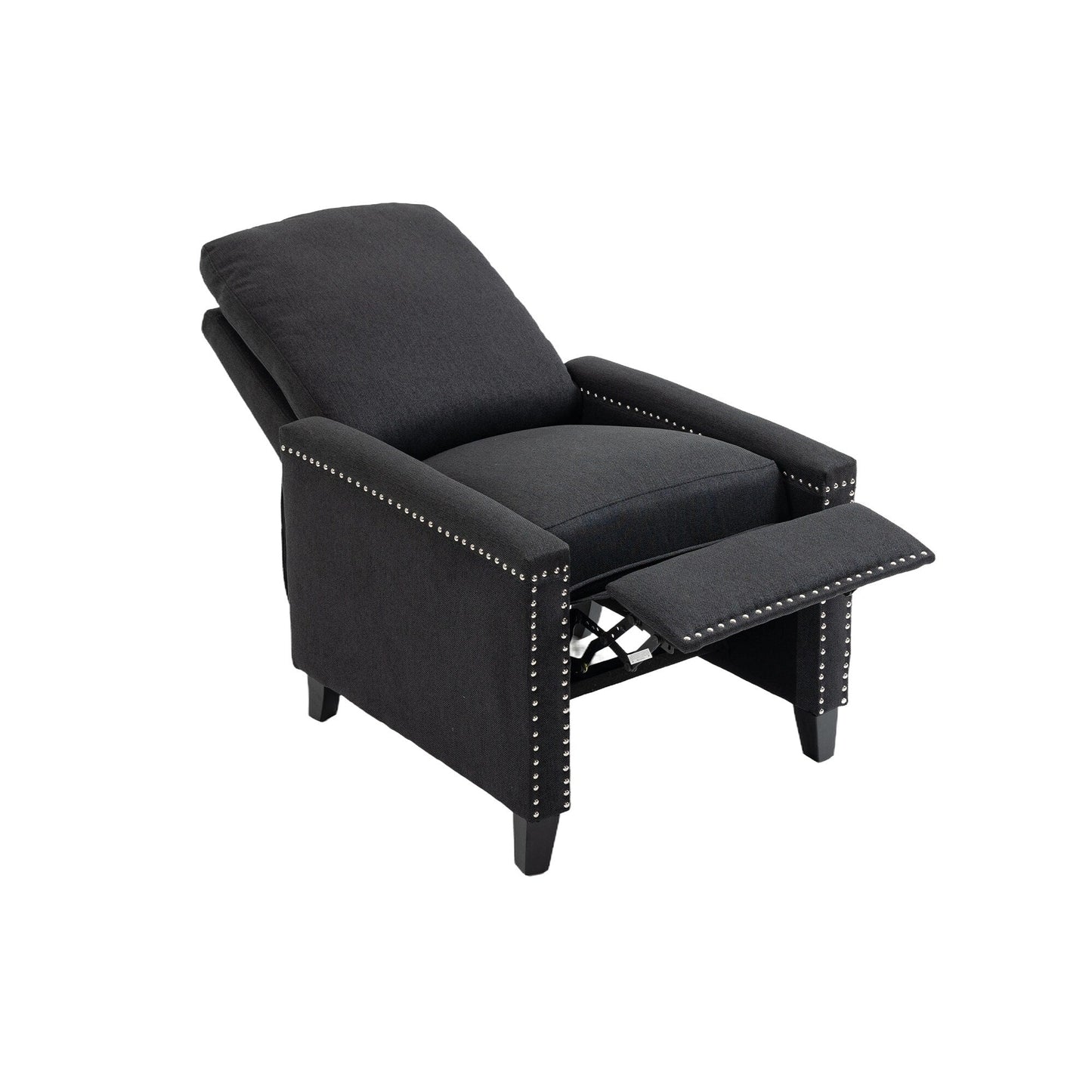 Fauteuil inclinable manuel moderne en velours avec coussins et décoration cloutée