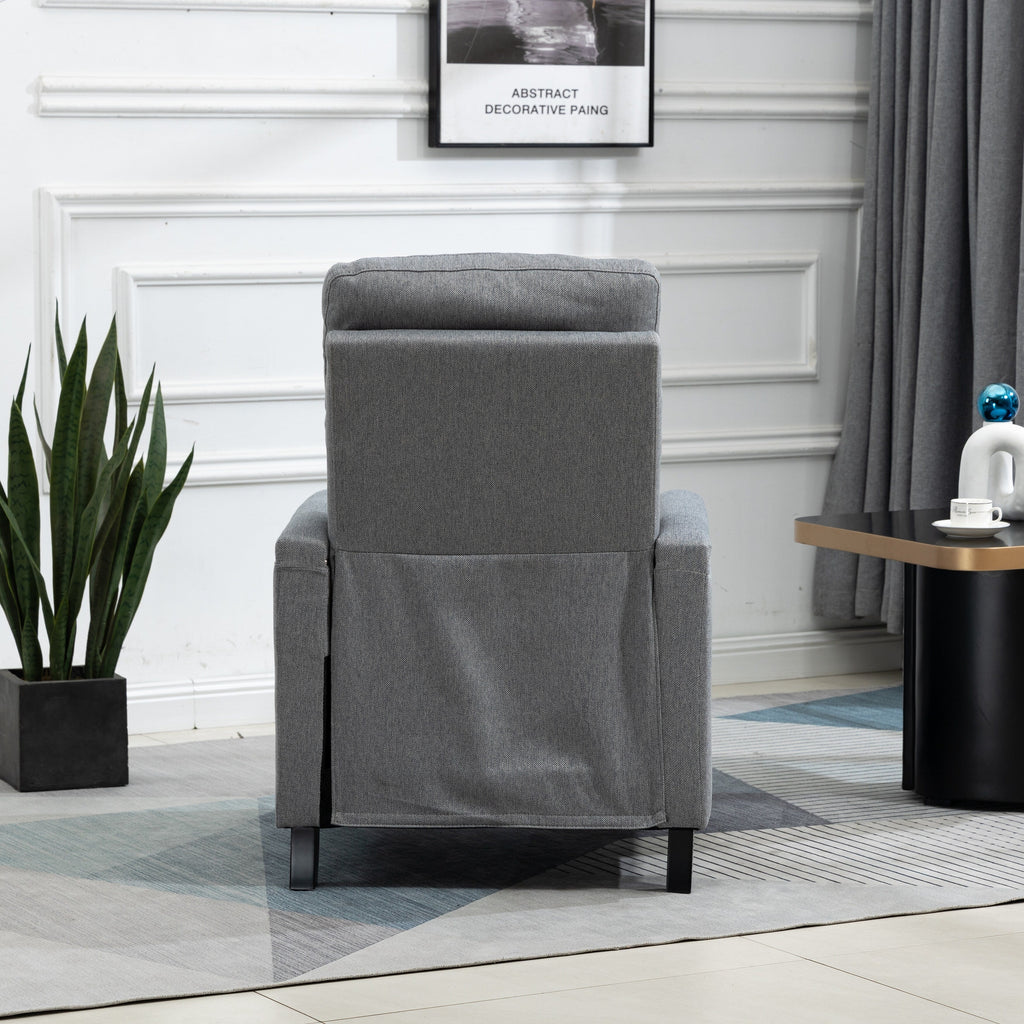 Fauteuil inclinable manuel moderne en velours avec coussins et décoration cloutée