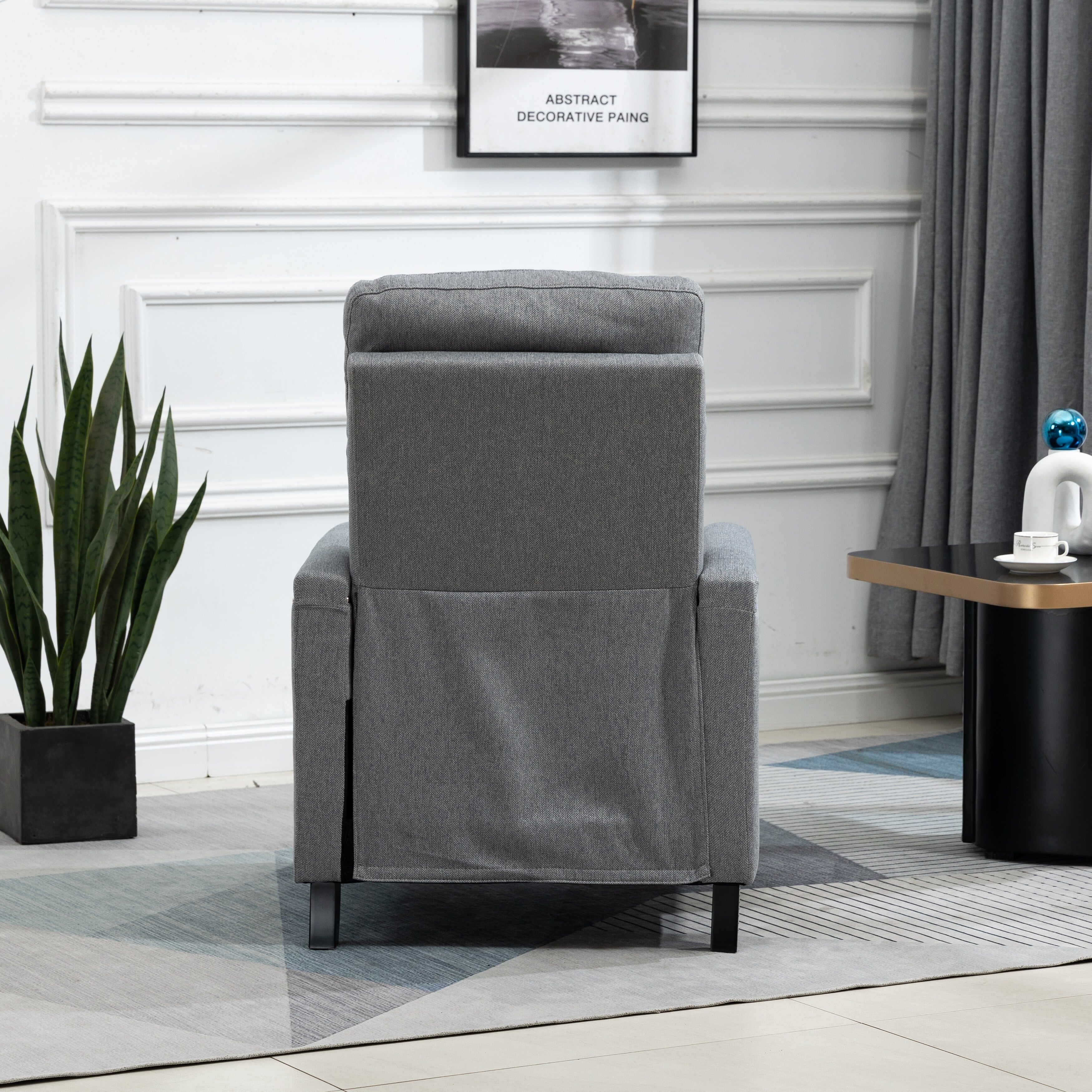 Fauteuil inclinable manuel moderne en velours avec coussins et décoration cloutée