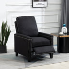 Fauteuil inclinable manuel moderne en velours avec coussins et décoration cloutée