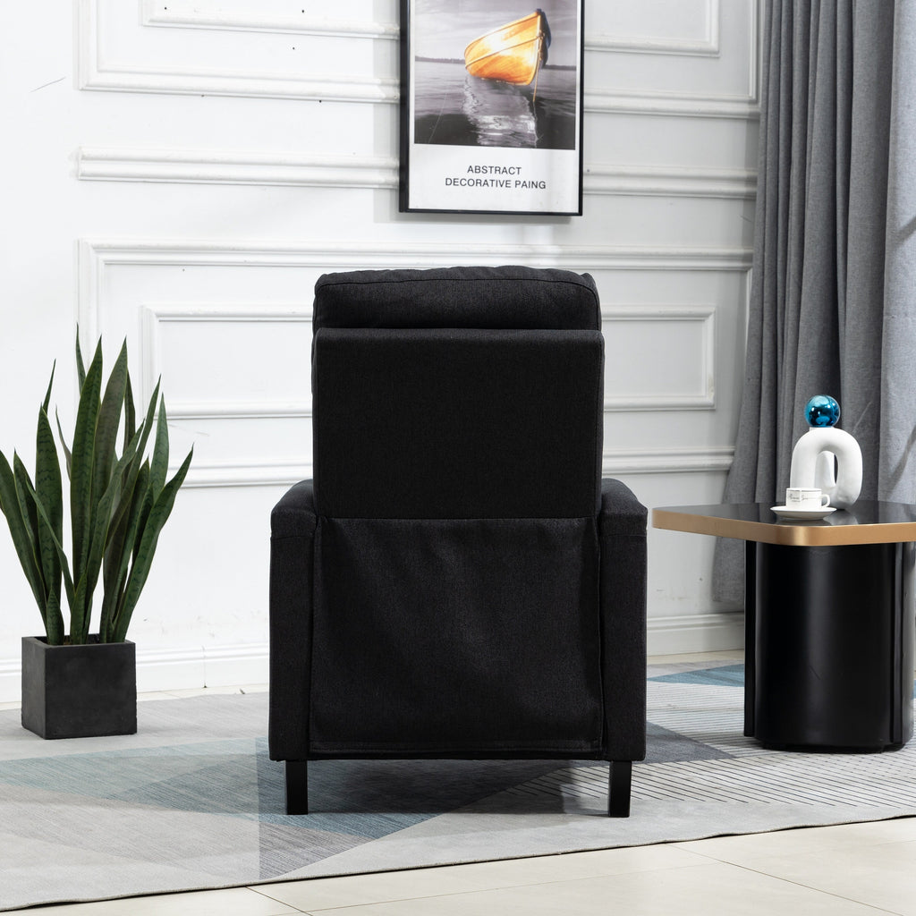Fauteuil inclinable manuel moderne en velours avec coussins et décoration cloutée