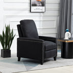 Fauteuil inclinable manuel moderne en velours avec coussins et décoration cloutée