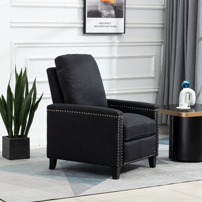 Fauteuil inclinable manuel moderne en velours avec coussins et décoration cloutée